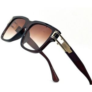 Square Sunglasses Brown Gradient Lens‎ Gold Accent Fashion Shades Square Lentes